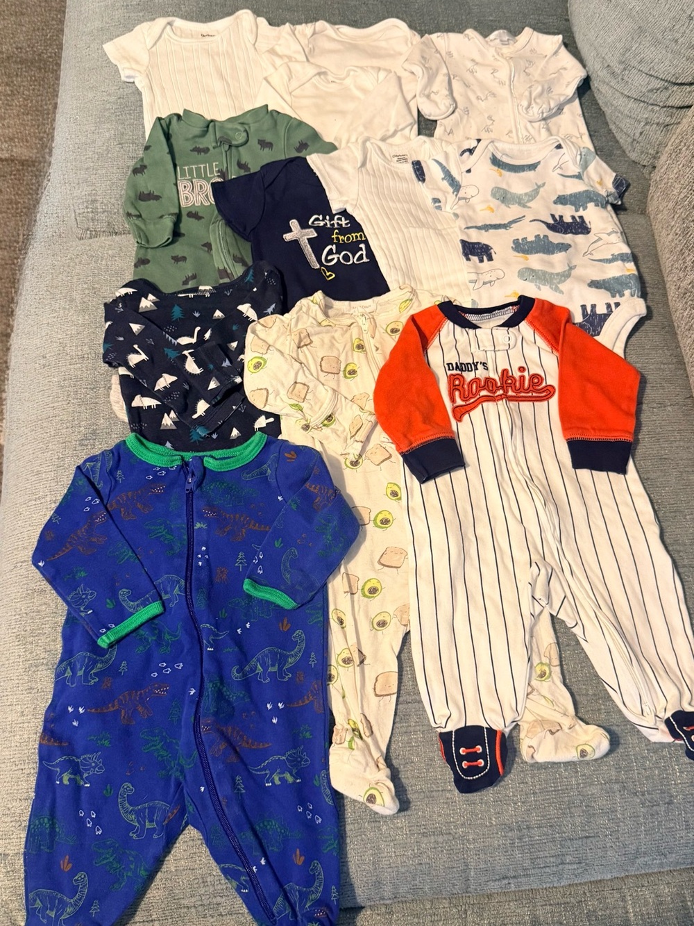 Baby Boys Mixed One-Piece Sleepwear Pack - Navy, Blue, Green, White